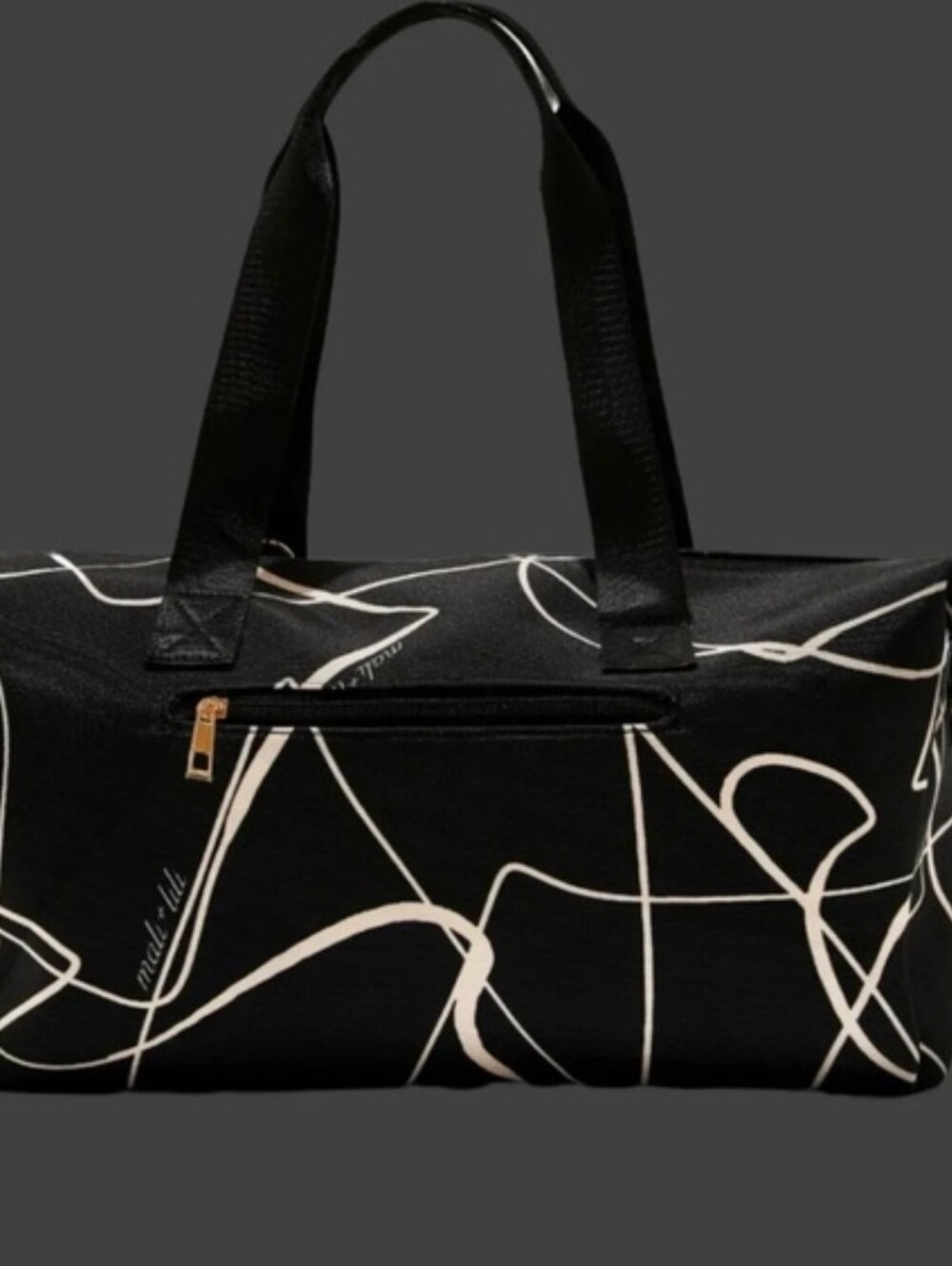 Mali + Lili Abstract Print Weekender Duffel Bag Black Cream Travel Carry On NWOT - Picture 11 of 11